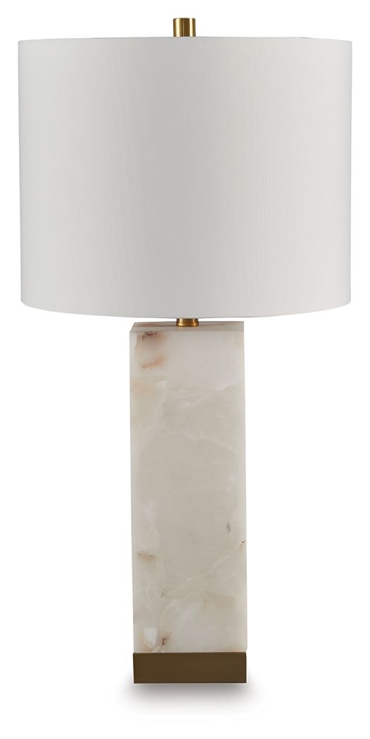 Linderfield - White / Gold Finish - Alabaster Table Lamp - Hornell Furniture Outlet