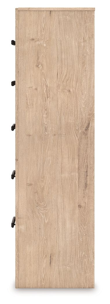 Sanginlane - Tan - Five Drawer Chest - Hornell Furniture Outlet