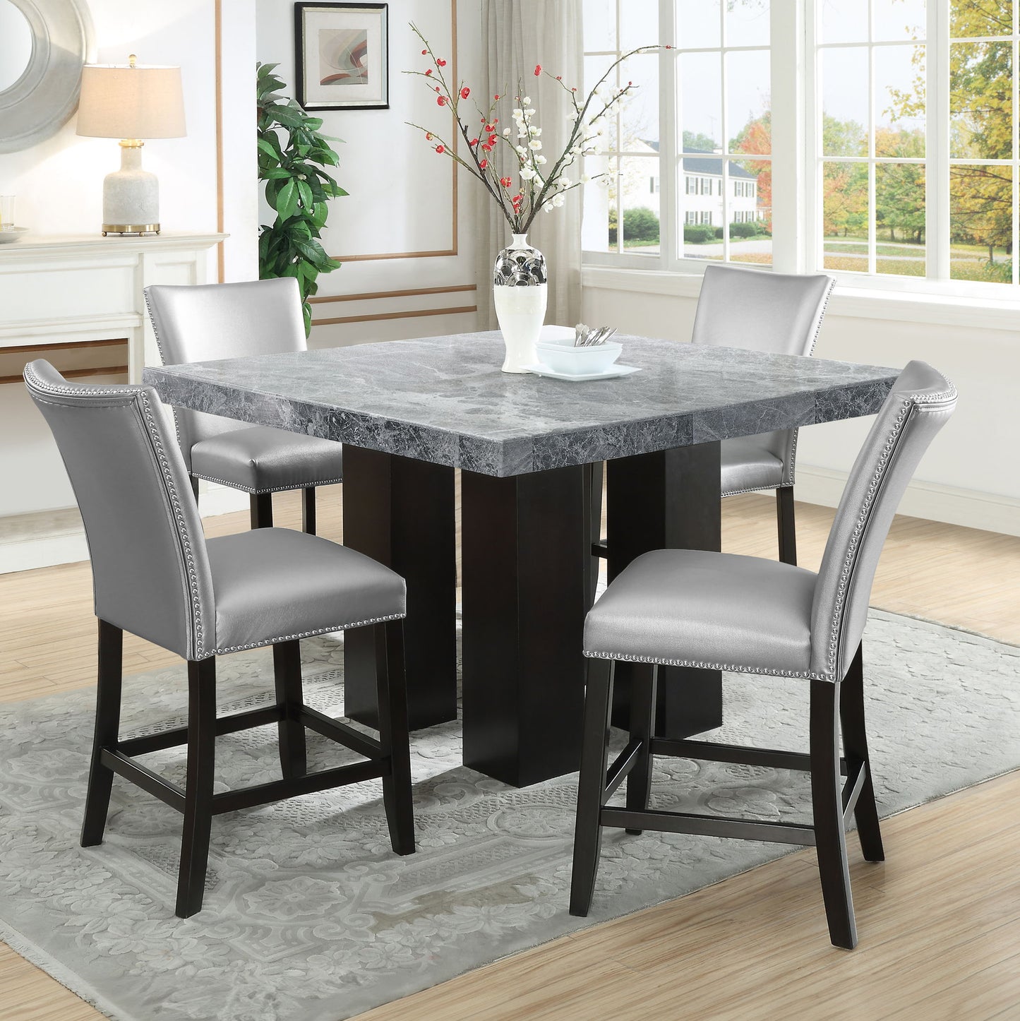 Camila - Square Counter Dining Set - Gray Top - Hornell Furniture Outlet