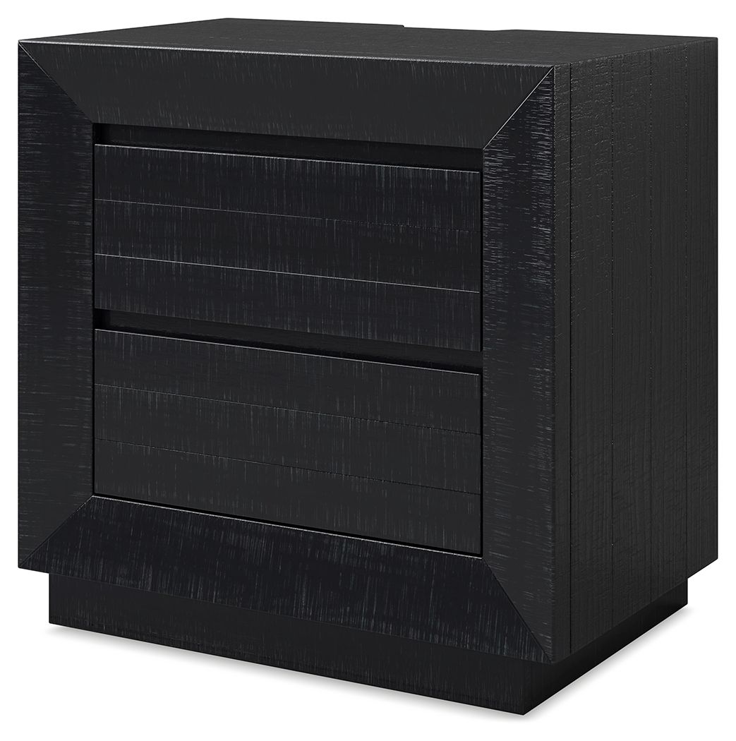 Londer - Black - Two Drawer Night Stand - Hornell Furniture Outlet