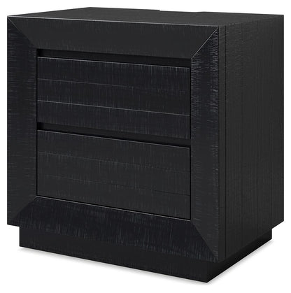 Londer - Black - Two Drawer Night Stand - Hornell Furniture Outlet