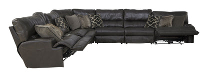 Como - 7 Piece Italian Leather Match Reclining Sectional - Hornell Furniture Outlet