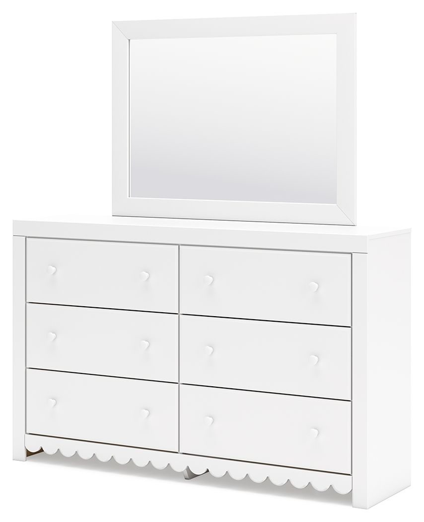Mollviney - White - Dresser And Mirror - Hornell Furniture Outlet