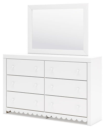Mollviney - White - Dresser And Mirror - Hornell Furniture Outlet