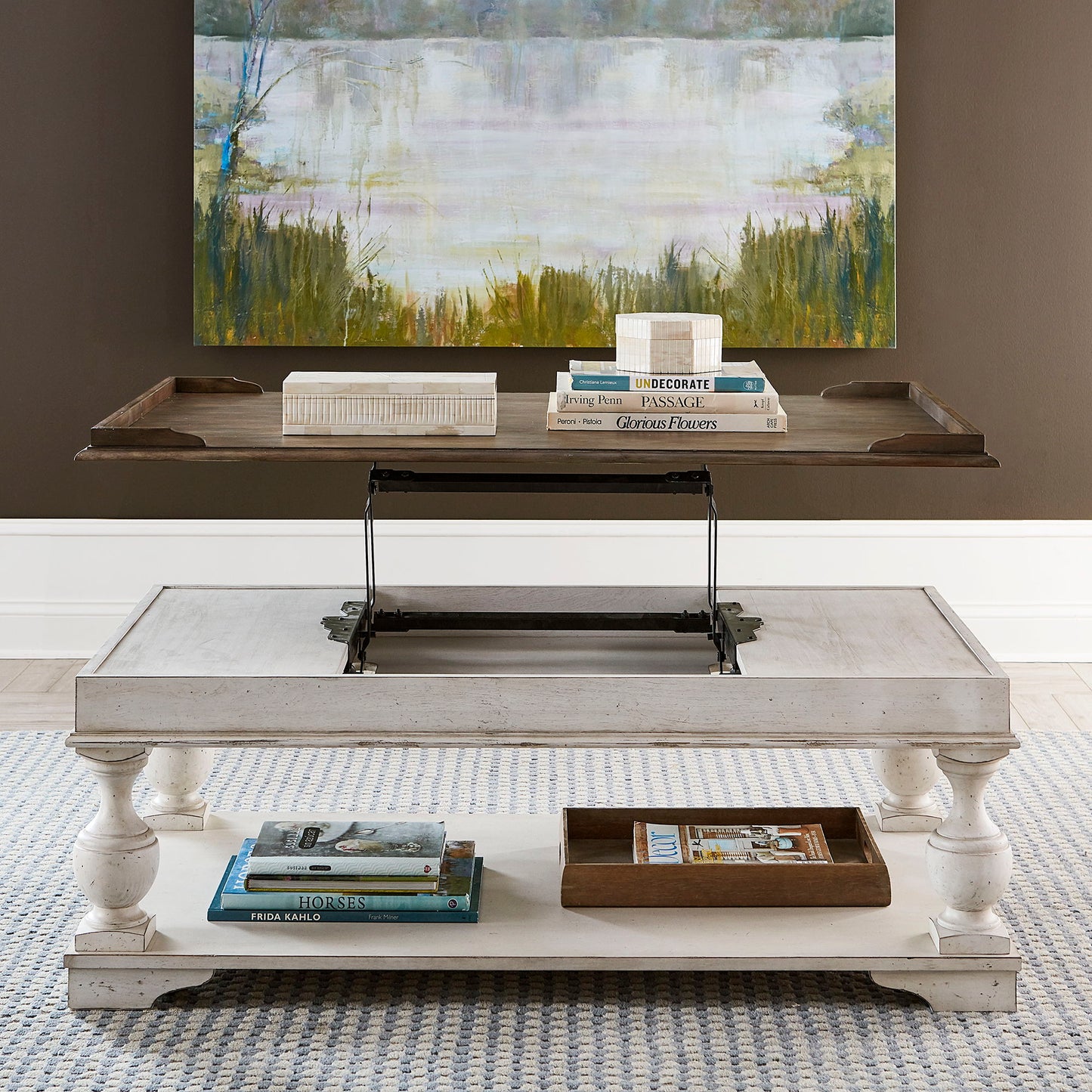 Abbey Road - Lift Top Cocktail Table - White - Hornell Furniture Outlet