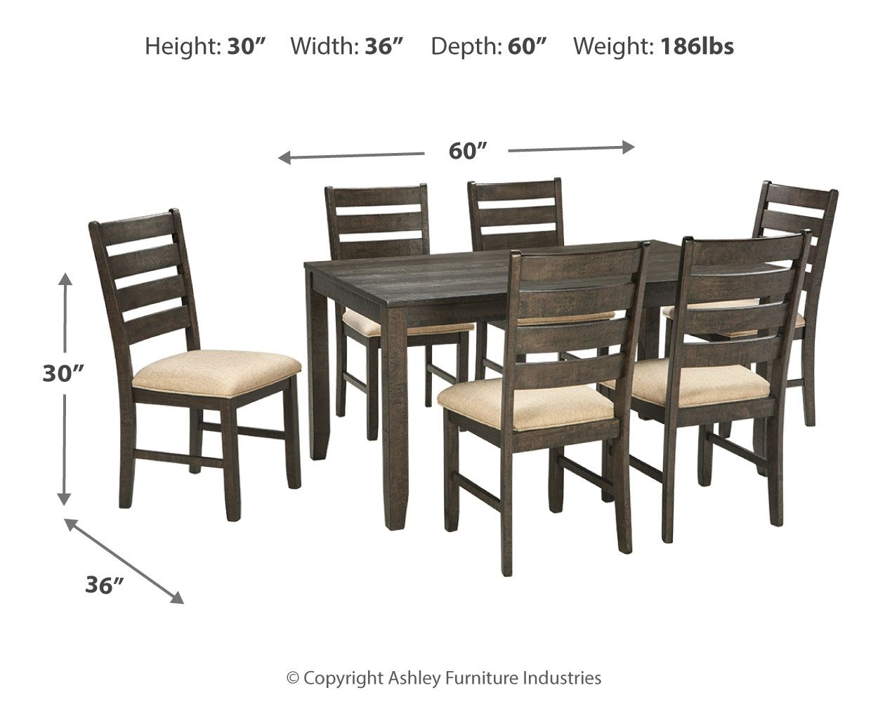 Rokane - Dining Room Table Set (Set of 7) - Brown - Hornell Furniture Outlet