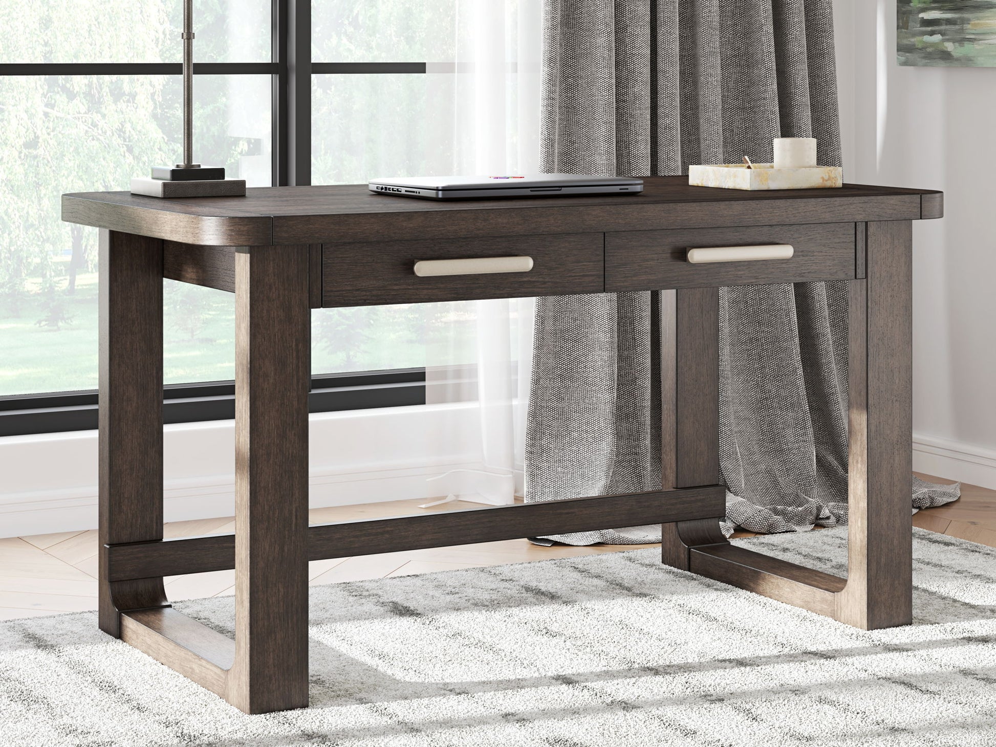 Breckington - Dark Brown - Home Office Desk - Hornell Furniture Outlet
