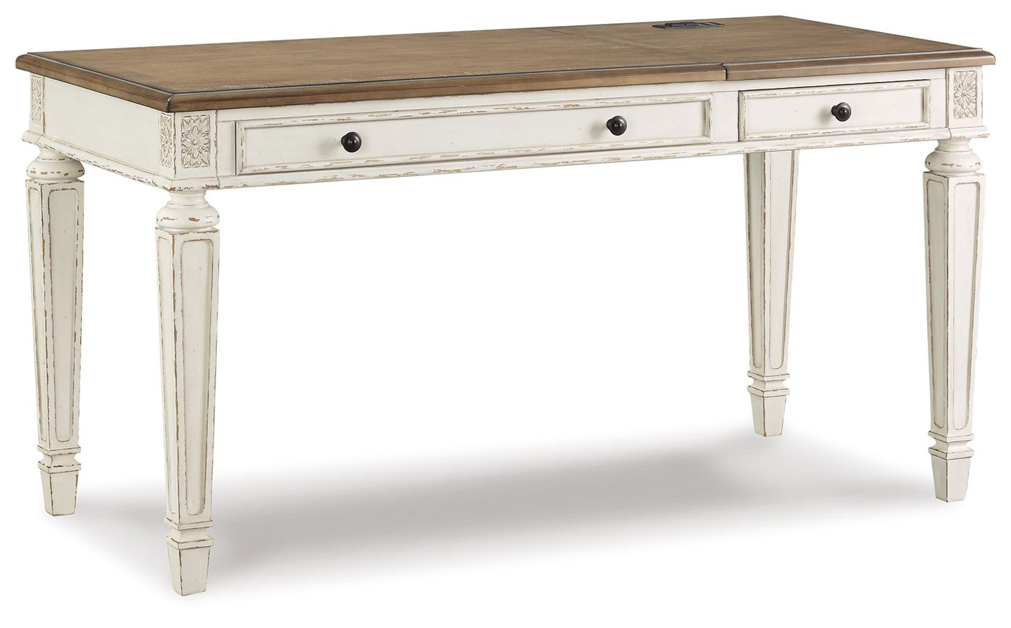 Realyn - Home Office Lift Top Desk - White / Brown - Hornell Furniture Outlet