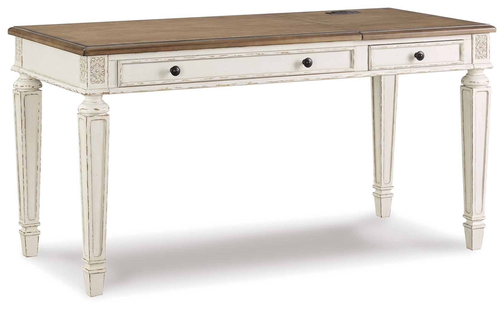 Realyn - Home Office Lift Top Desk - White / Brown - Hornell Furniture Outlet