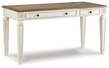 Realyn - Home Office Lift Top Desk - White / Brown - Hornell Furniture Outlet