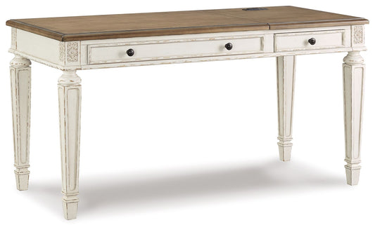 Realyn - Home Office Lift Top Desk - White / Brown - Hornell Furniture Outlet
