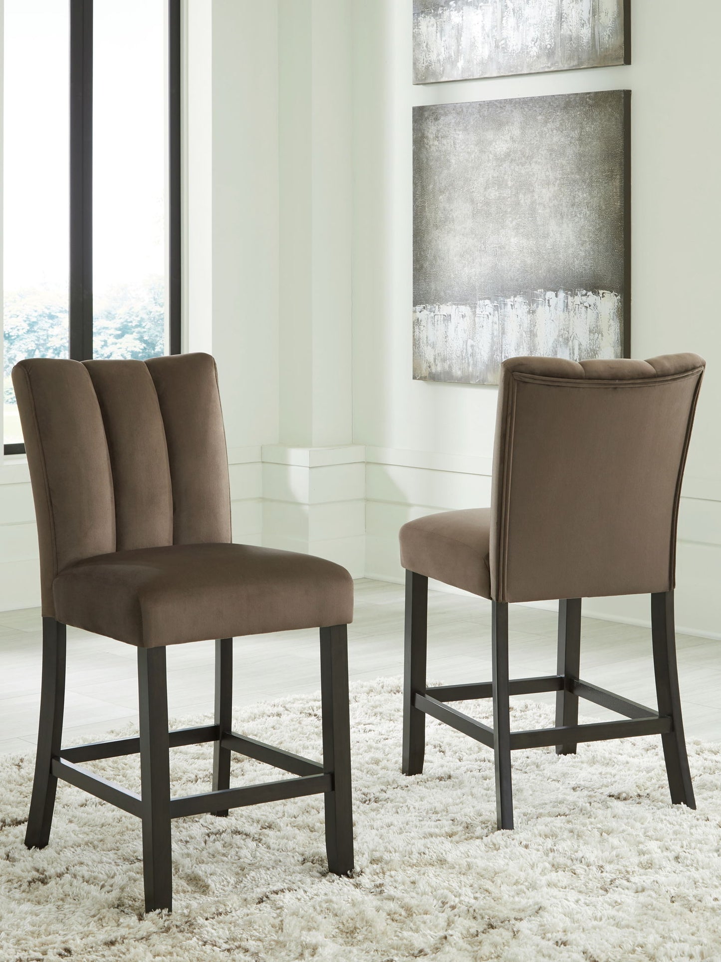 Jeshina - Mocha - Upholstered Barstool (Set of 2) - Hornell Furniture Outlet