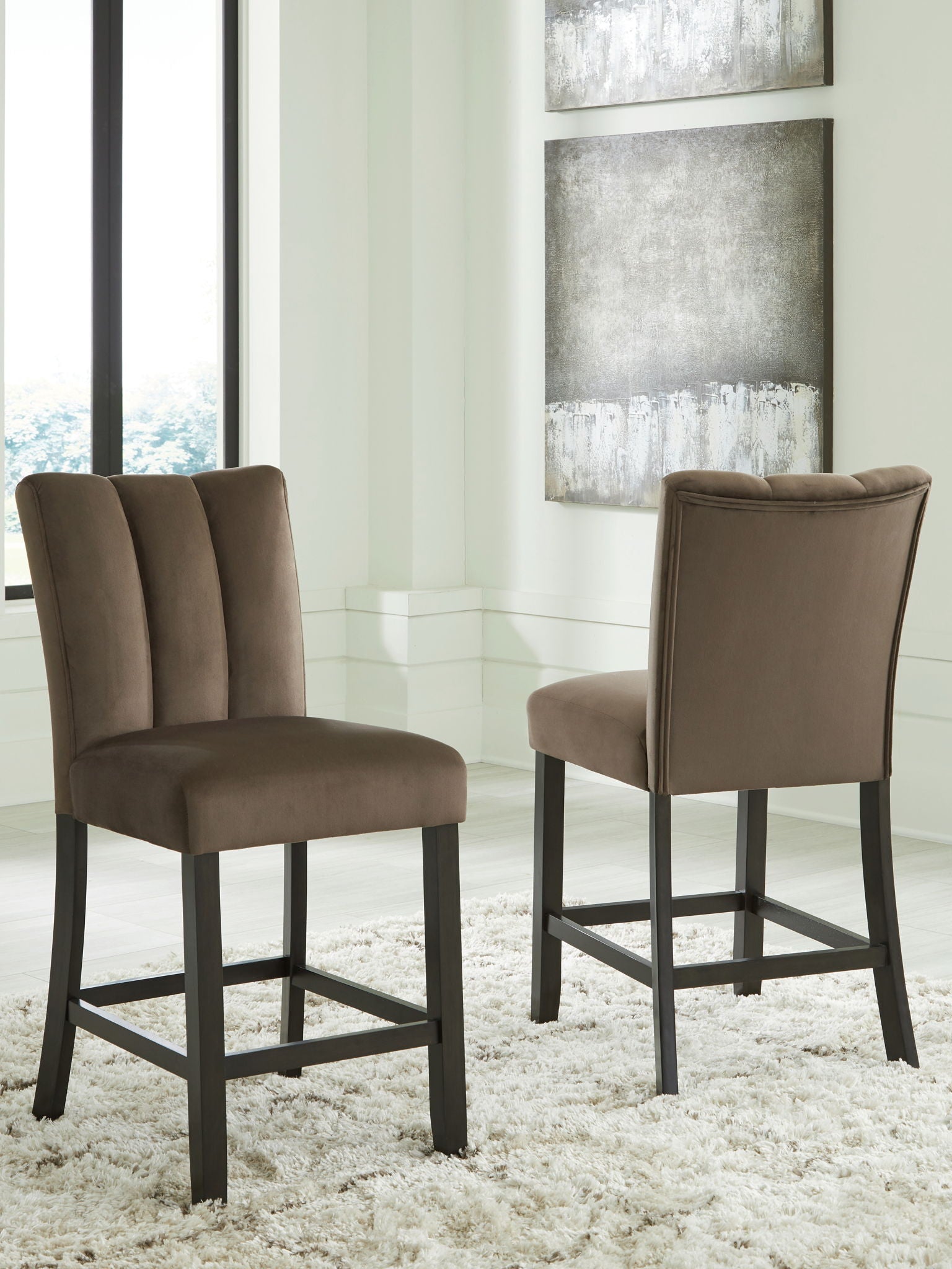 Jeshina - Mocha - Upholstered Barstool (Set of 2) - Hornell Furniture Outlet