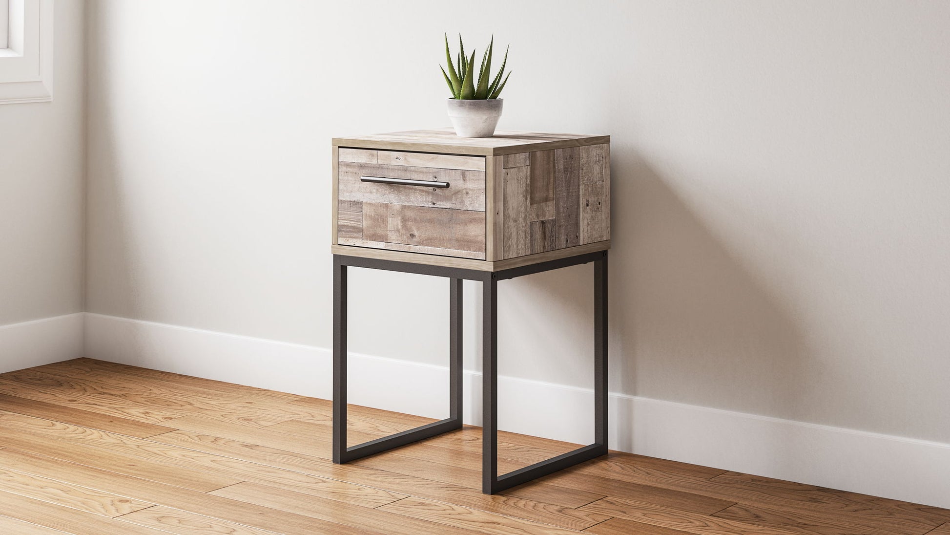 Neilsville - Whitewash - One Drawer Night Stand - Vinyl - Wrapped - Hornell Furniture Outlet