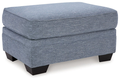 Carissa Manor - Denim - Ottoman - Hornell Furniture Outlet