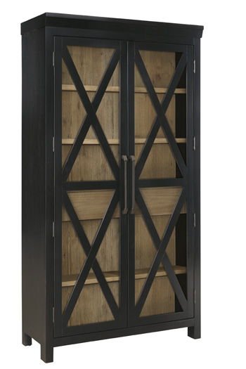 Ridgester - Display Cabinet - Light Brown / Black - Hornell Furniture Outlet