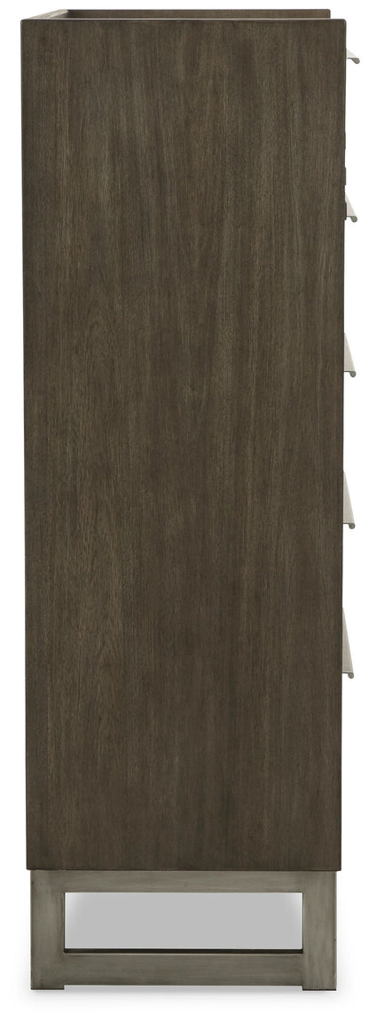 Arkenton - Grayish Brown / White - Five Drawer Chest - Hornell Furniture Outlet