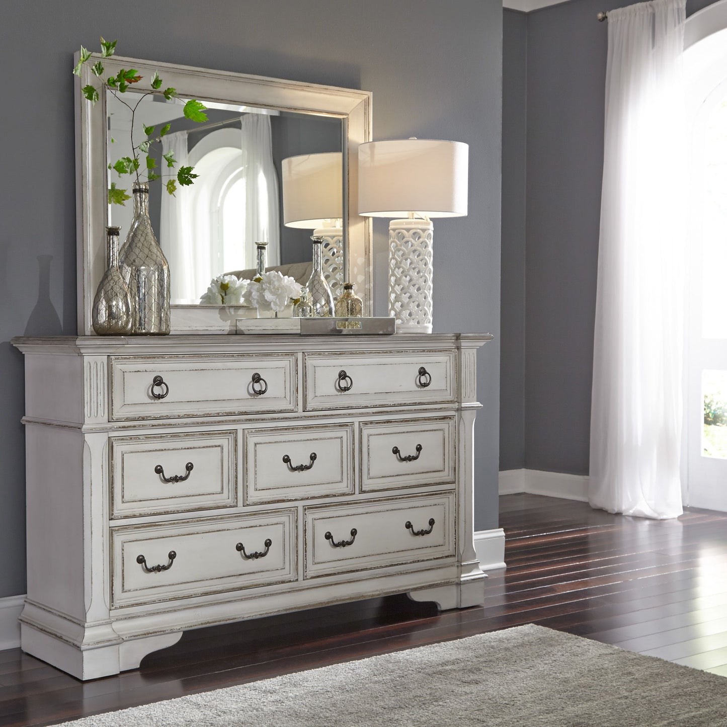 Abbey Park - Sleigh Bed, Dresser & Mirror - Hornell Furniture Outlet
