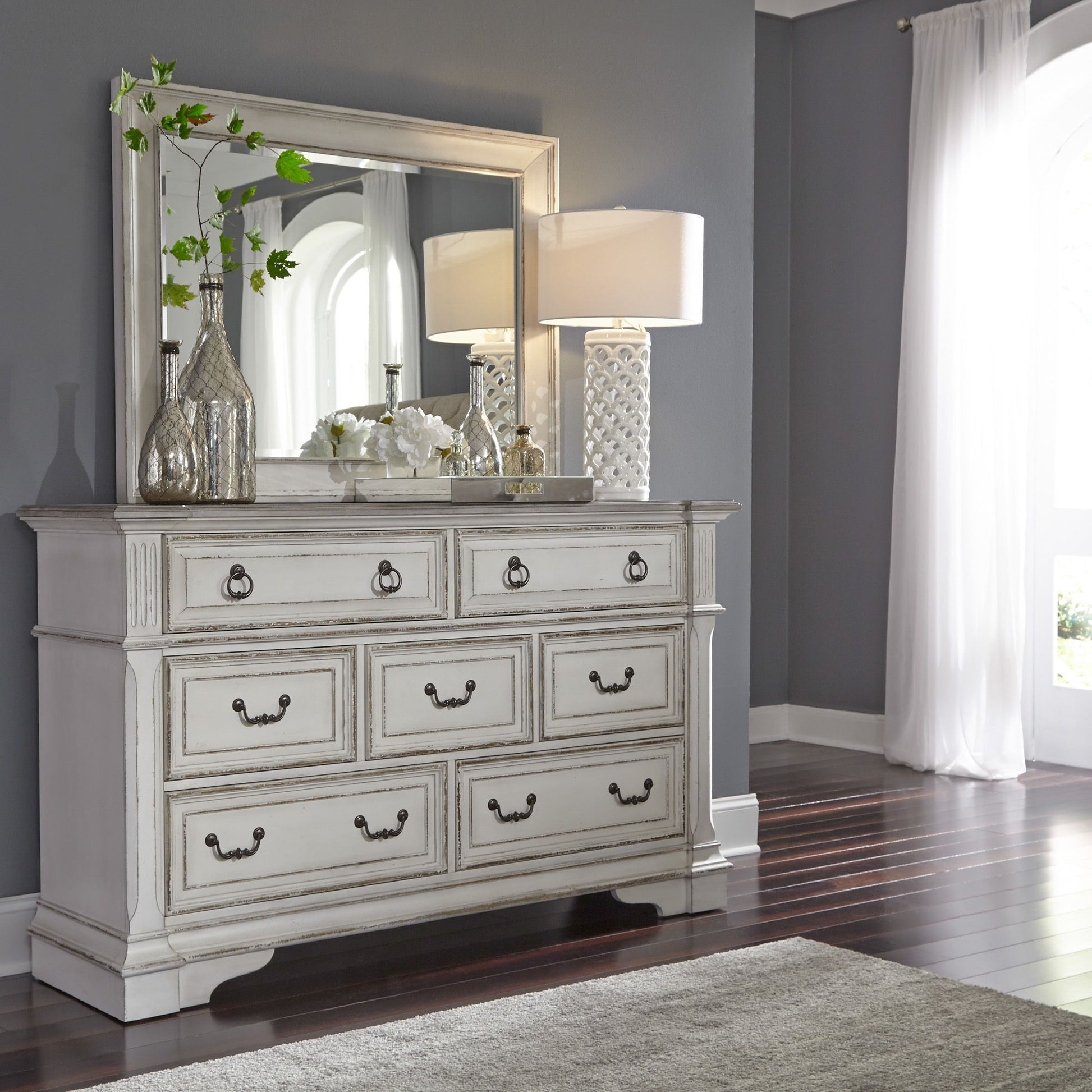Abbey Park - Sleigh Bed, Dresser & Mirror - Hornell Furniture Outlet