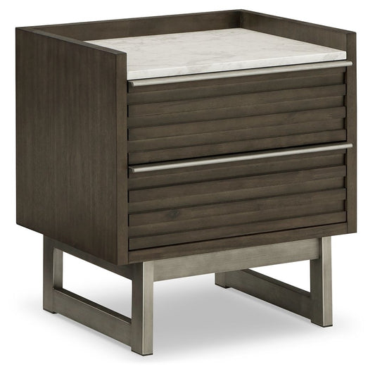 Arkenton - Grayish Brown / White - Two Drawer Night Stand - Hornell Furniture Outlet