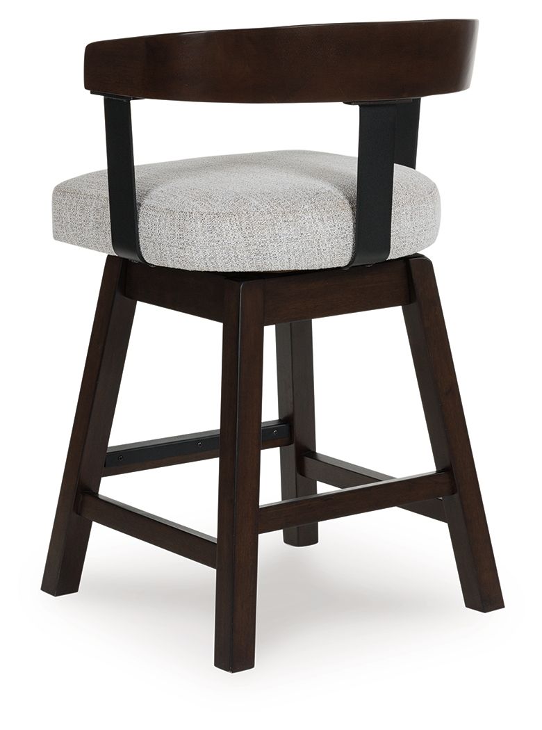 Haddigan - Dark Brown - Upholstered Swivel Barstool (Set of 2) - Hornell Furniture Outlet