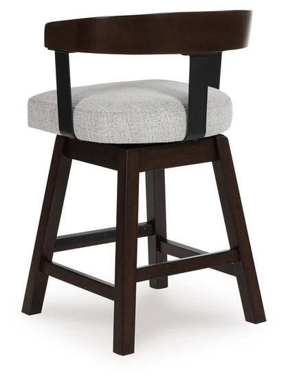 Haddigan - Dark Brown - Upholstered Swivel Barstool (Set of 2) - Hornell Furniture Outlet