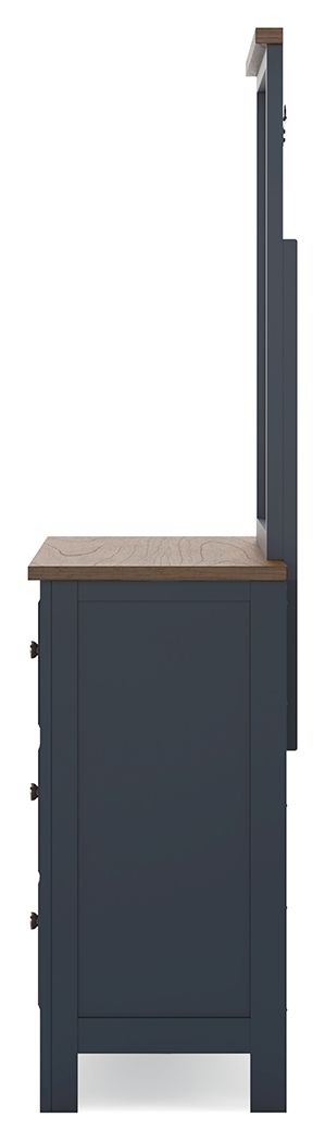 Landocken - Brown / Blue - Dresser and Mirror - Hornell Furniture Outlet