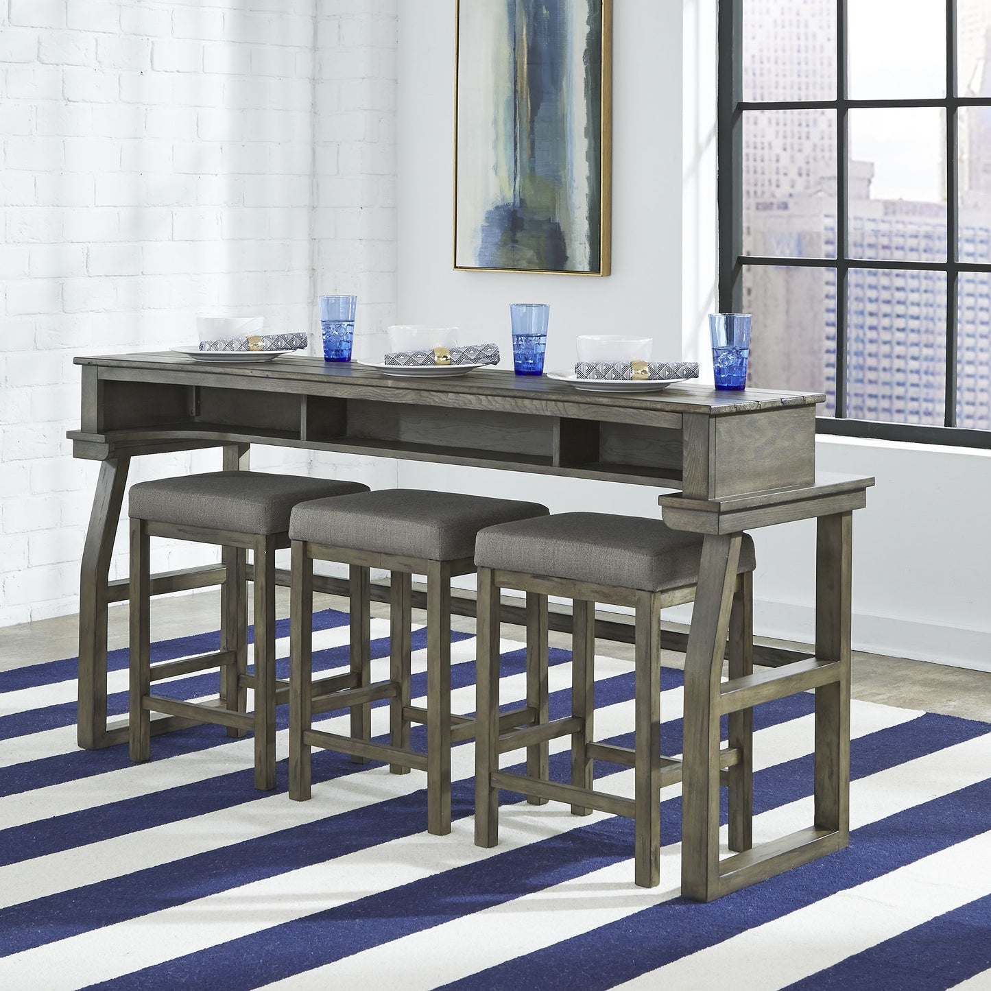 Hayden Way - 4 Piece Dining Room Set - Washed Gray - Hornell Furniture Outlet