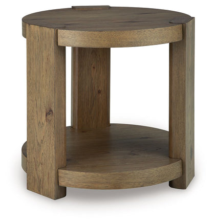 Flangren - Round End Table - Light Brown - Hornell Furniture Outlet