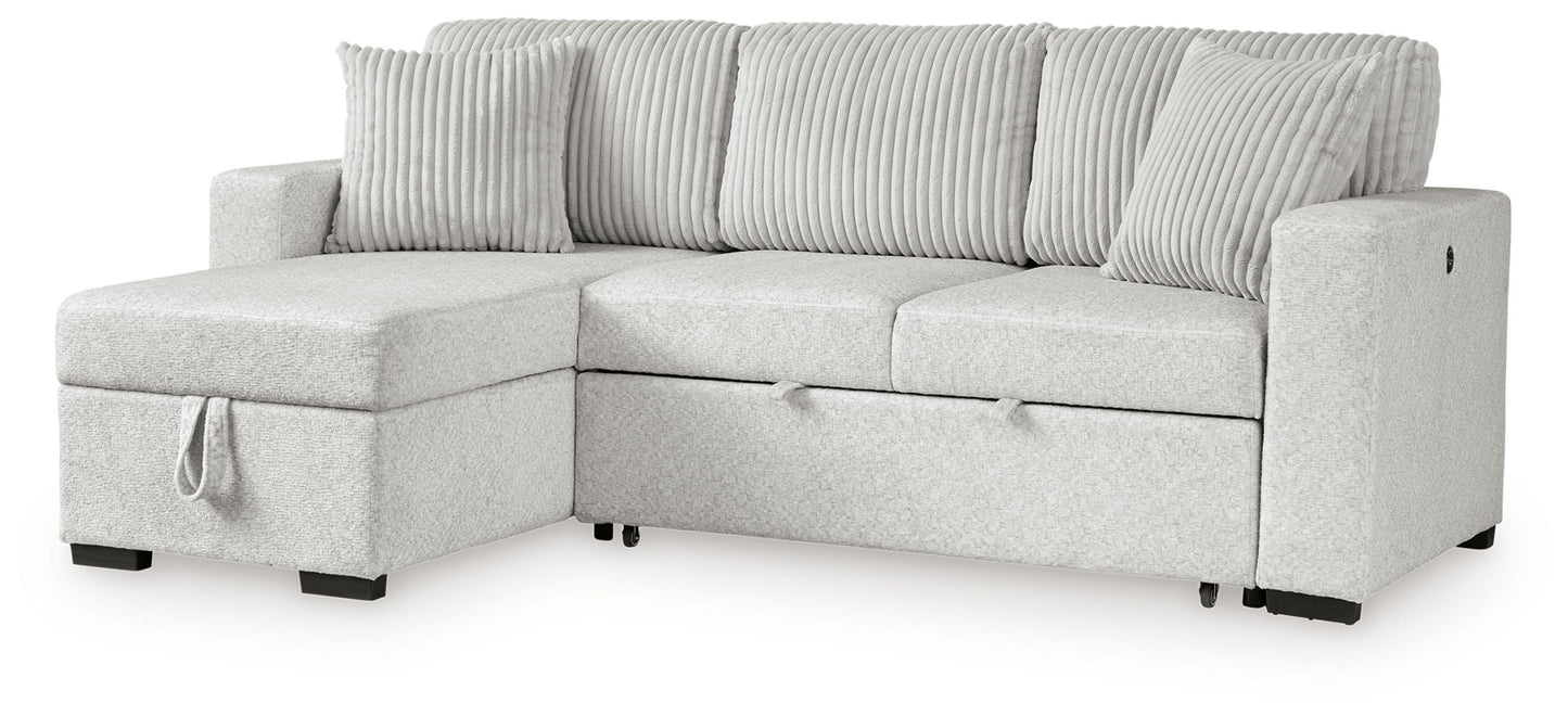 Wohlen - 2 - Piece Sectional With Pop Up Sleeper And LAF Corner Chaise - Alloy - Hornell Furniture Outlet
