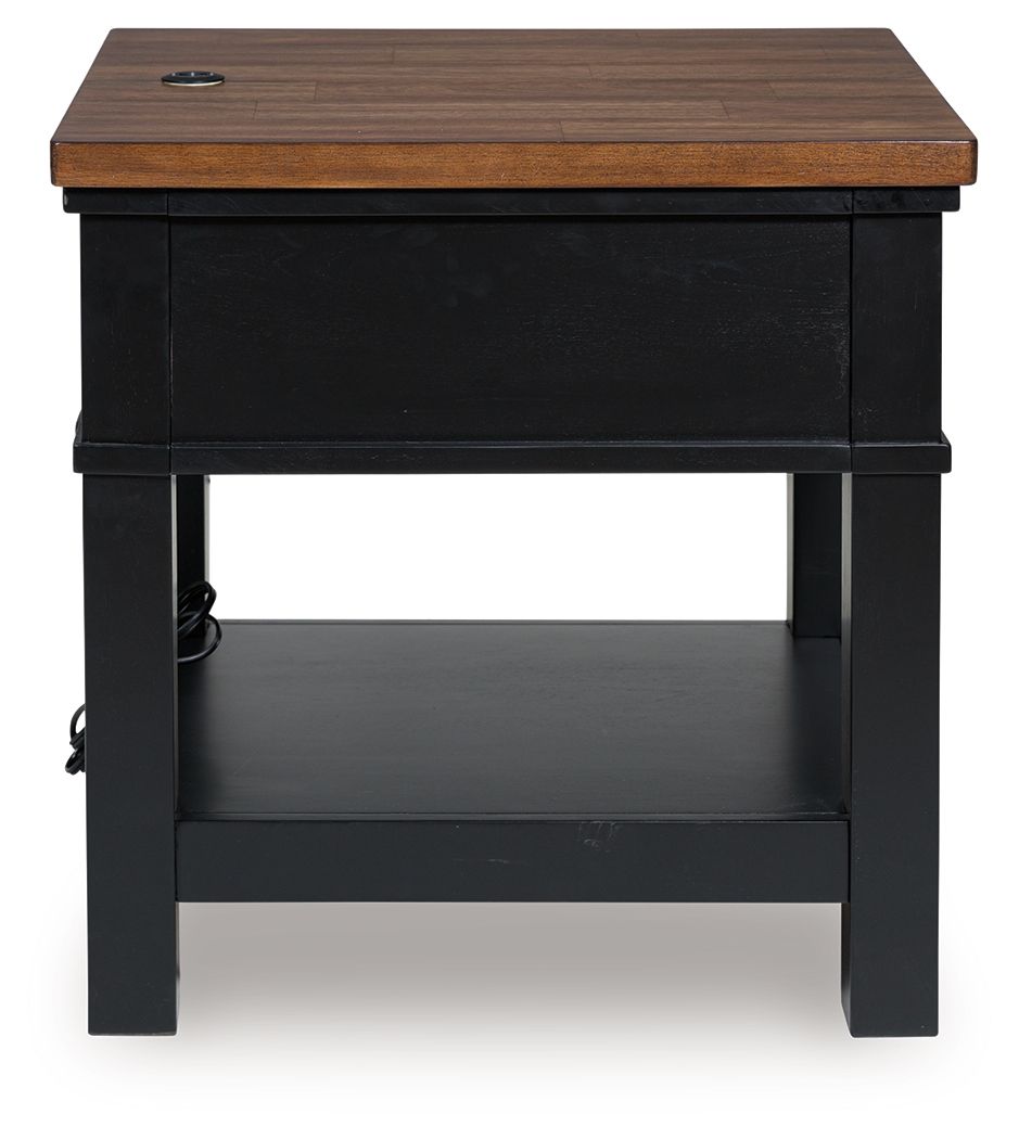 Wildenauer - Brown / Black - Rectangular End Table - Hornell Furniture Outlet
