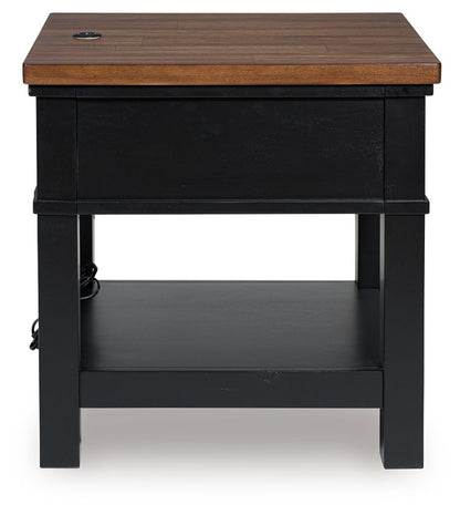 Wildenauer - Brown / Black - Rectangular End Table - Hornell Furniture Outlet