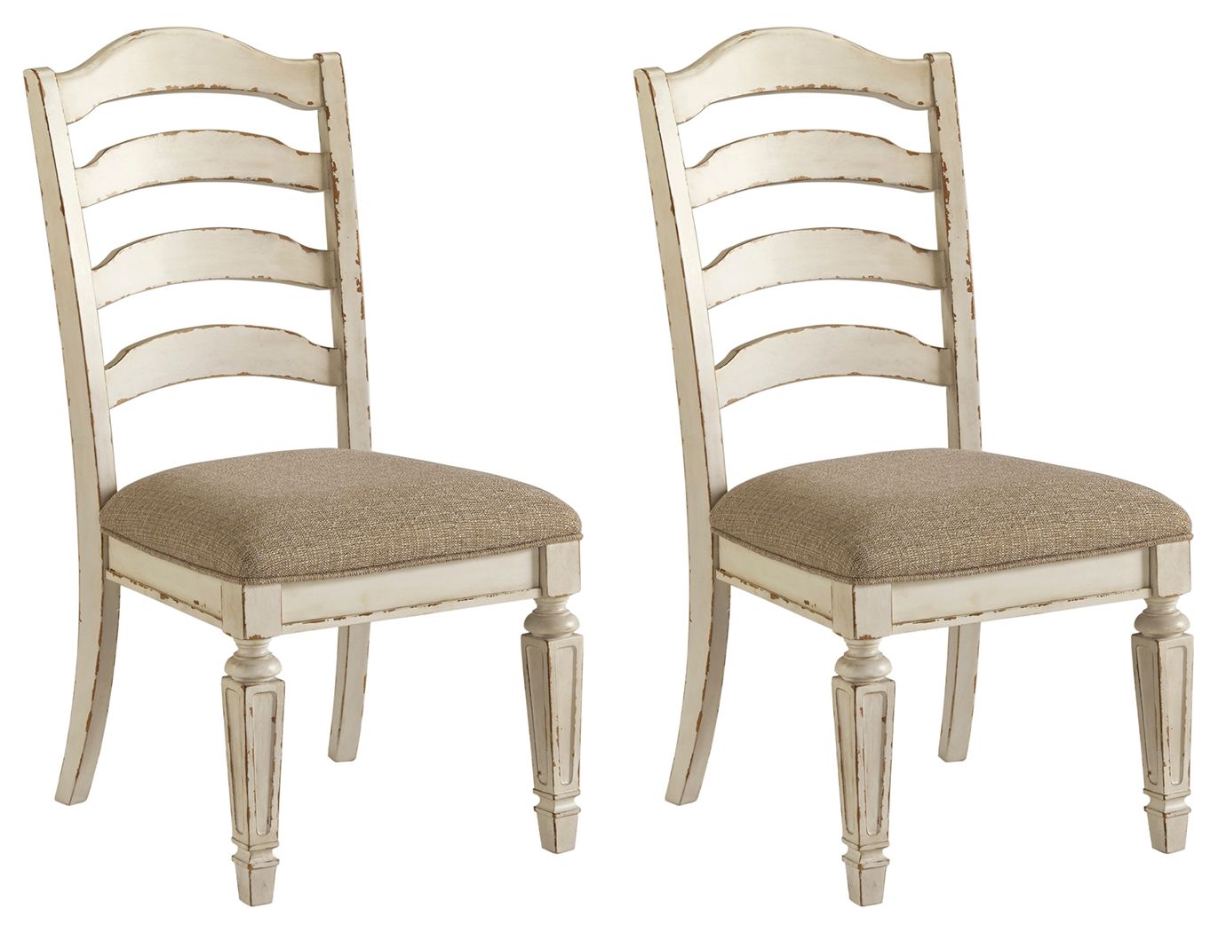 Realyn - Dining UPH Side Chair (Set of 2) - Ladderback - Chipped White - Hornell Furniture Outlet