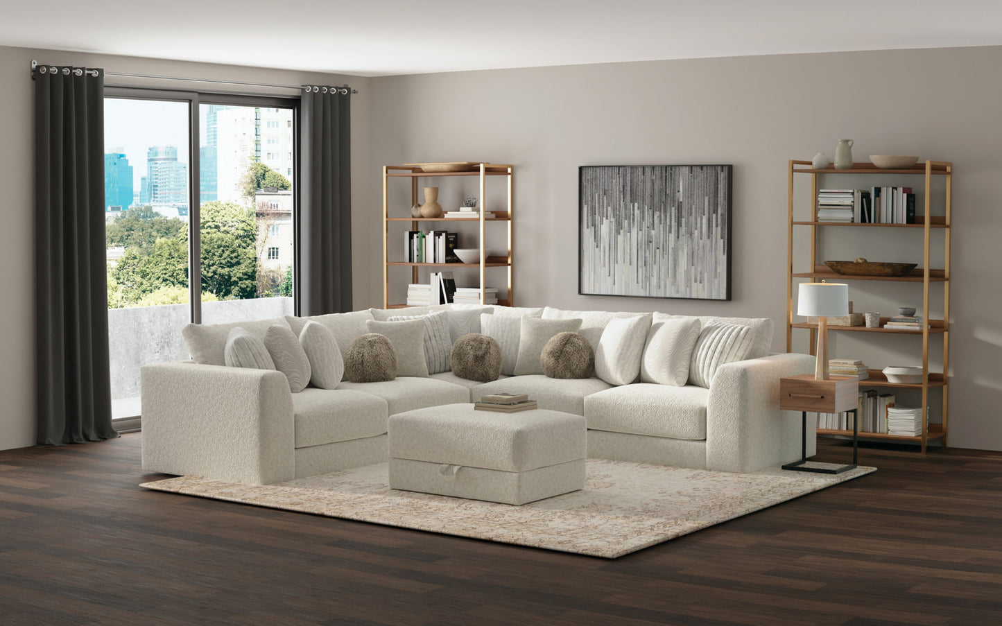 Jazzy - Storage Ottoman - Bone - Hornell Furniture Outlet