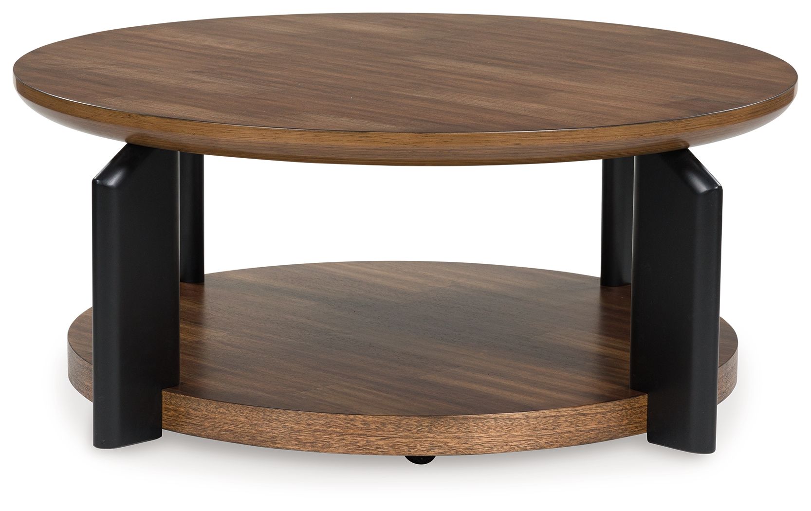 Kraeburn - Brown / Black - Round Cocktail Table - Hornell Furniture Outlet
