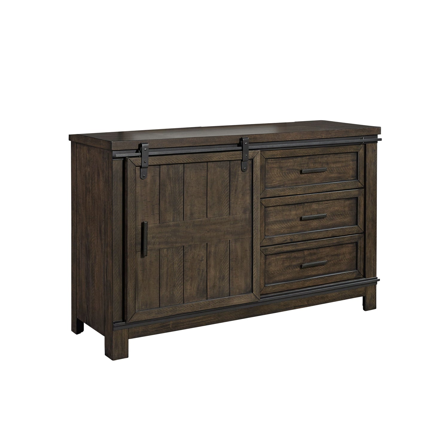 Thornwood Hills - Barn Door Dresser - Dark Brown - Hornell Furniture Outlet