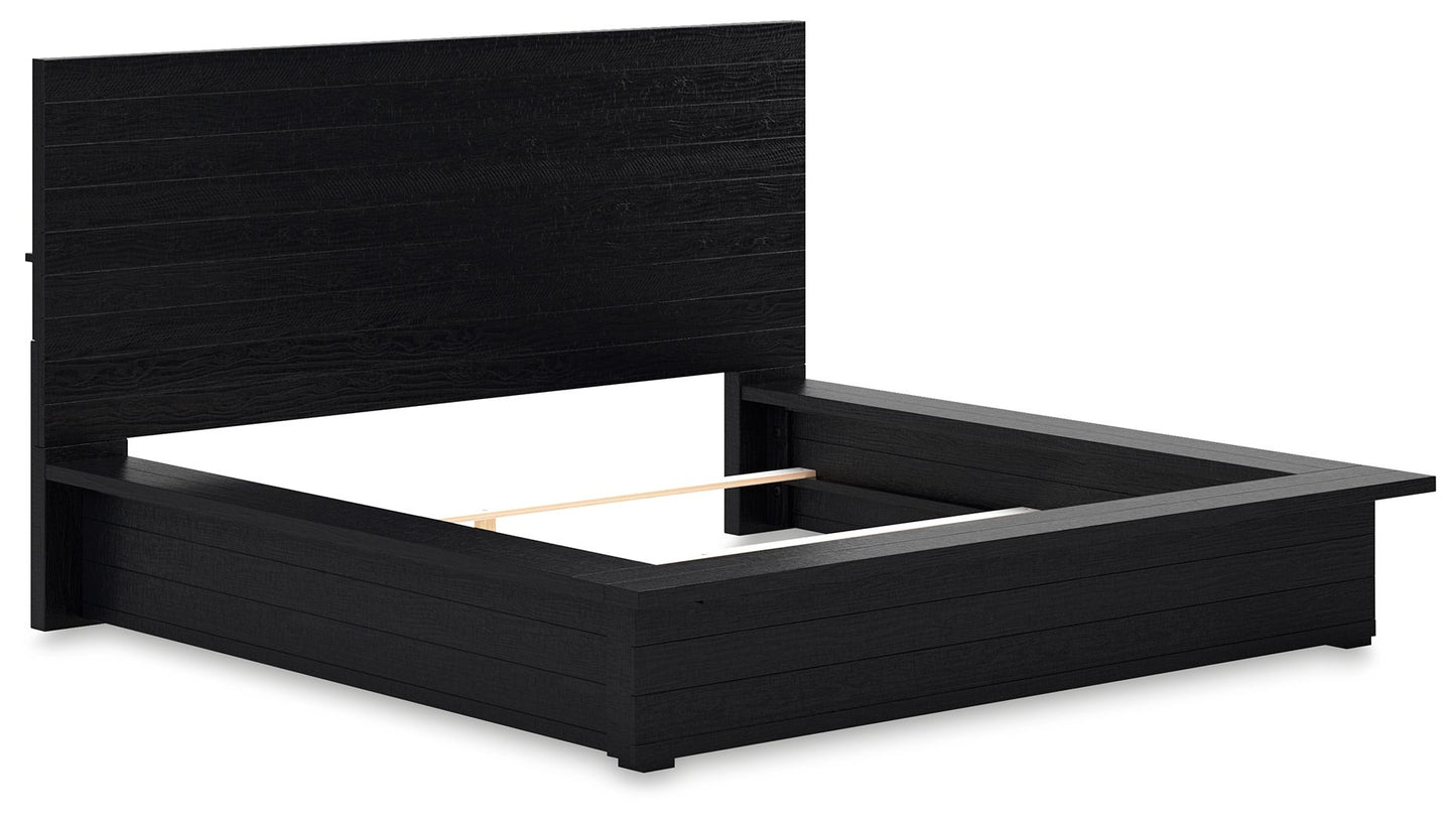 Londer - Black - King Panel Bed - Hornell Furniture Outlet