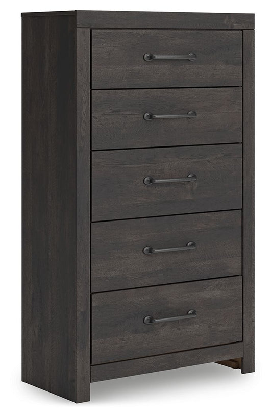 Hollivern - Dark Gray - Five Drawer Chest - Hornell Furniture Outlet