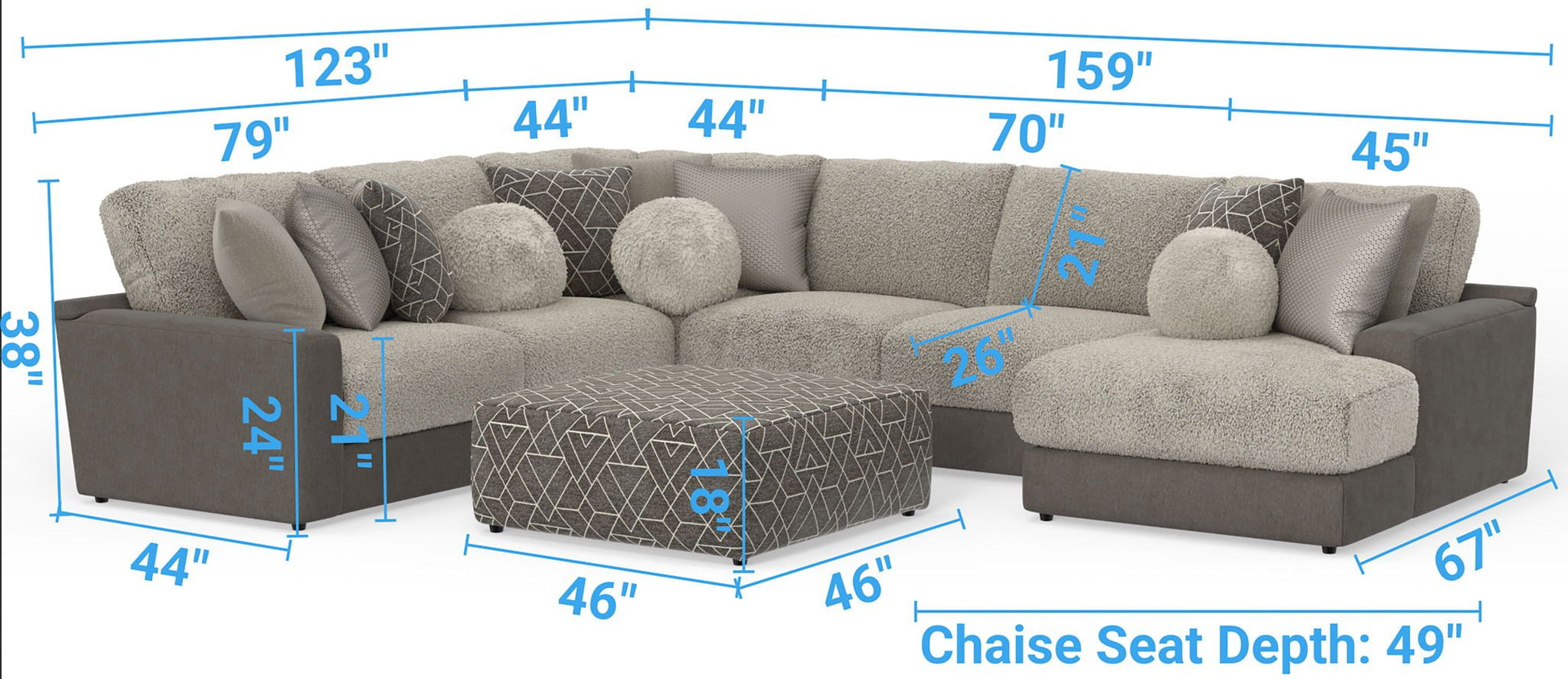 Canyon - 4 Piece Sectional With Cuddler Seat Cushions, Included Accent Pillows And Cocktail Ottoman (Right Side Facing Chaise) - Umber - Hornell Furniture Outlet