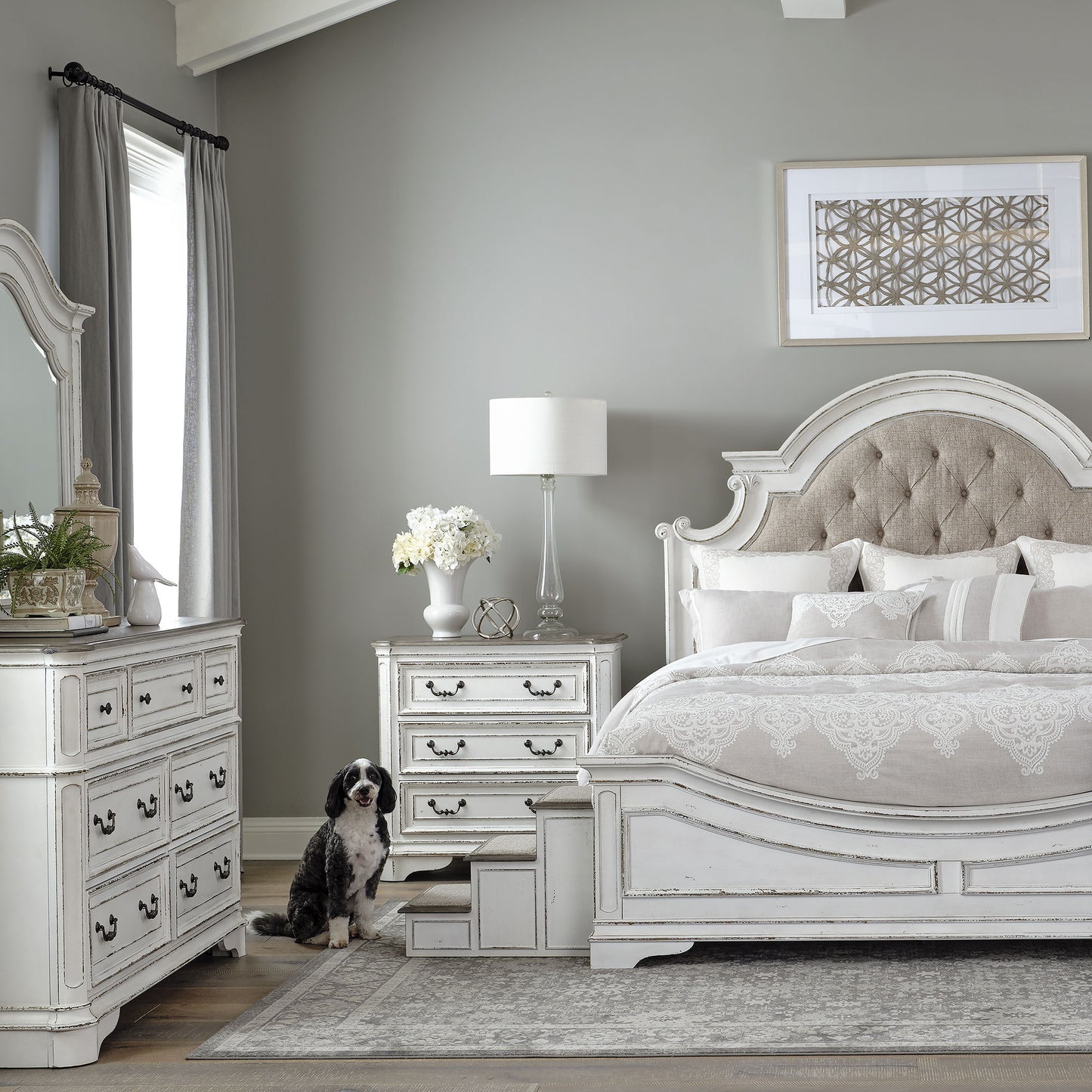 Magnolia Manor - Pet Steps - White - Hornell Furniture Outlet