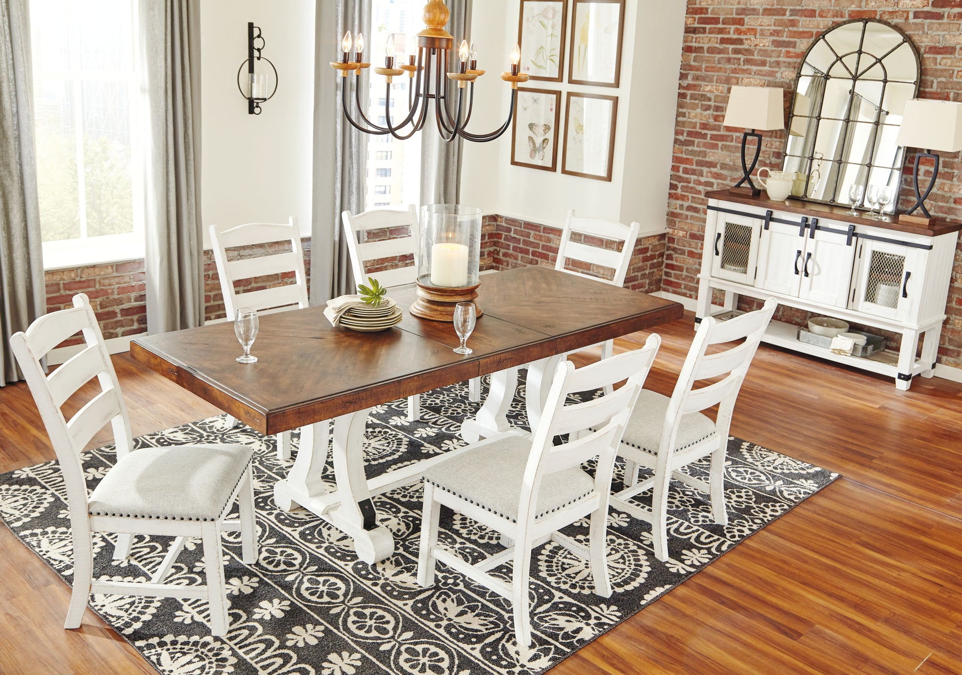 Valebeck - Rectangular Dining Room Table - White / Brown - Hornell Furniture Outlet