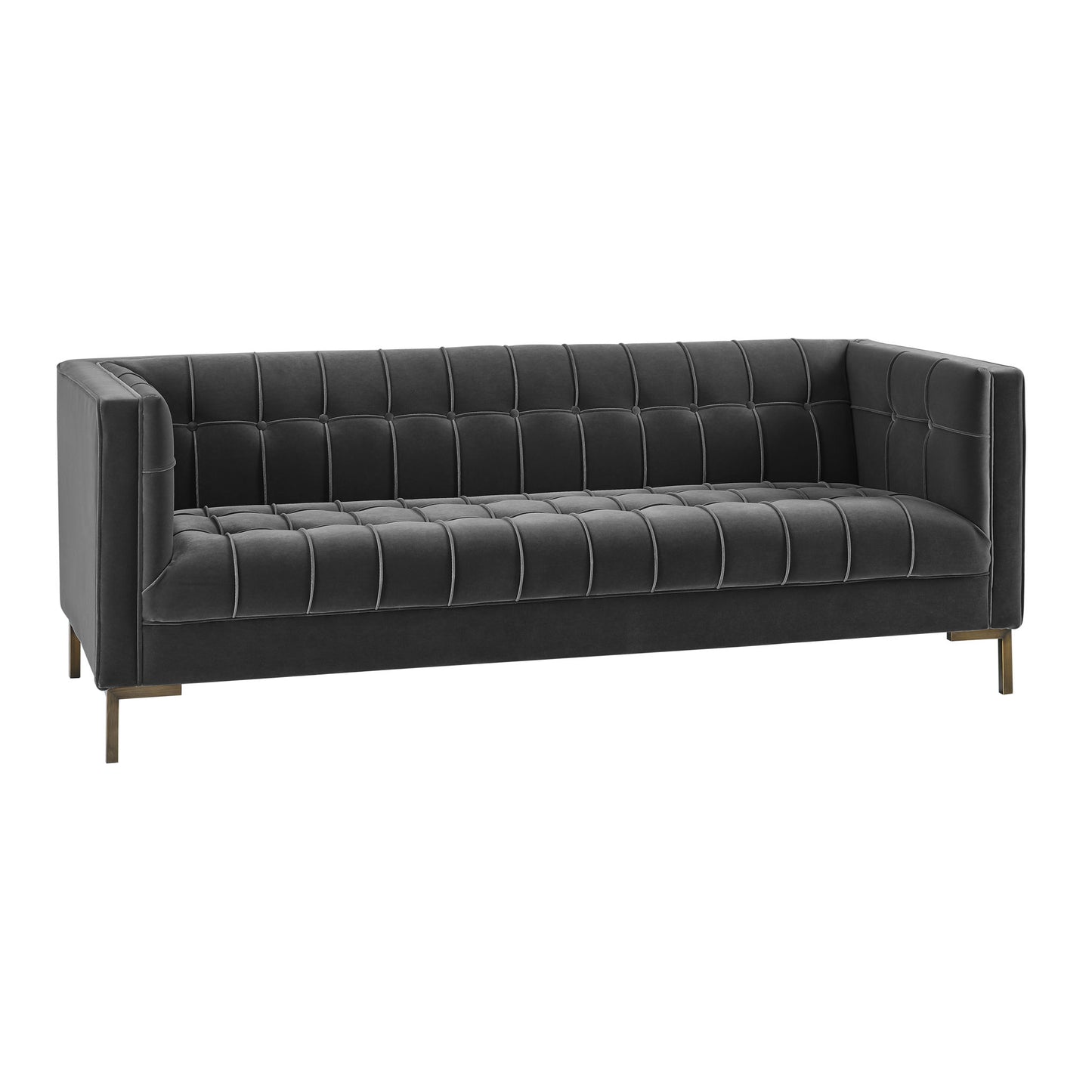 Isaac - Channel Stitch Velvet Sofa - Hornell Furniture Outlet