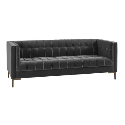 Isaac - Channel Stitch Velvet Sofa - Hornell Furniture Outlet