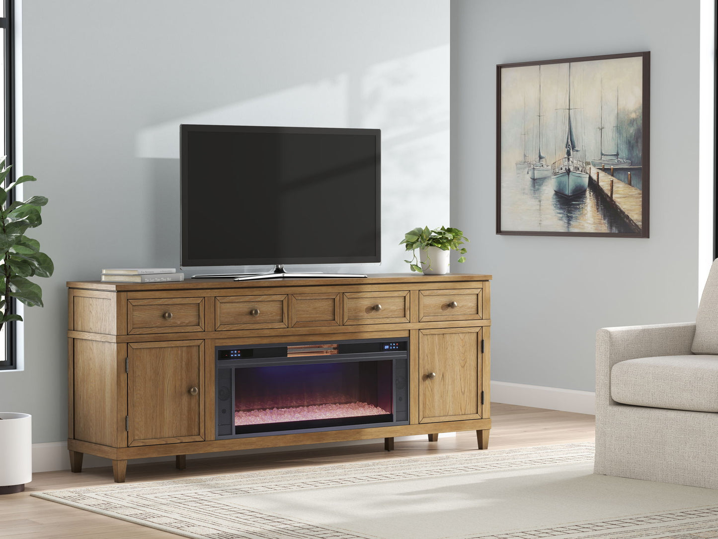 Sharlance - 81" TV Stand With Electric Fireplace - Hornell Furniture Outlet