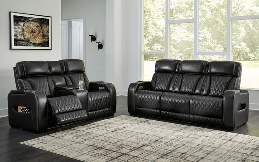 Boyington - Black - 2 Pc. - Power Reclining Sofa And Loveseat - Hornell Furniture Outlet
