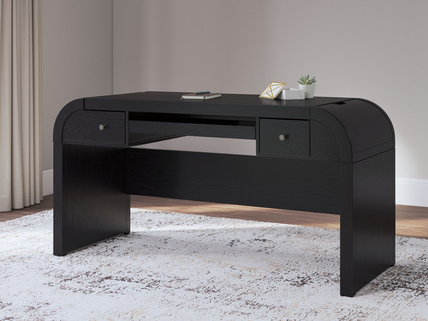 Rowanbeck - Black - Home Office Desk - Hornell Furniture Outlet