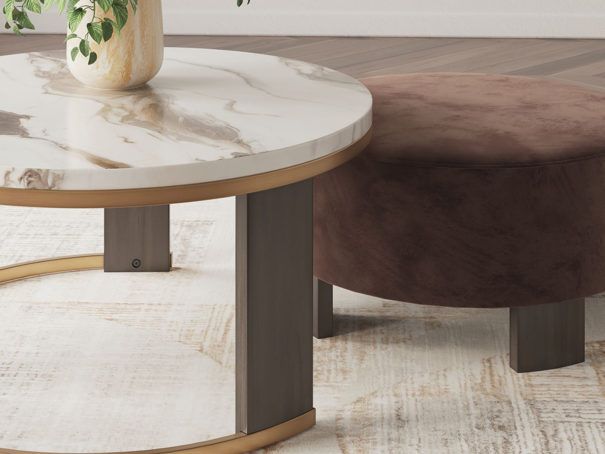 Jazmore - Brown / Brass Finish - Nesting Cocktail Tables (Set of 2) - Hornell Furniture Outlet