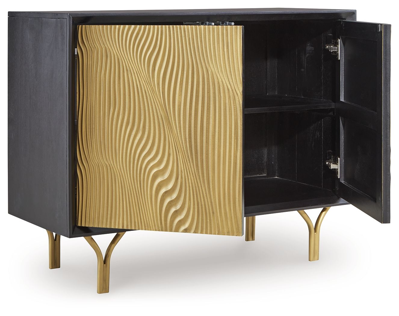Tayner - Black / Gold Finish - Accent Cabinet - Hornell Furniture Outlet