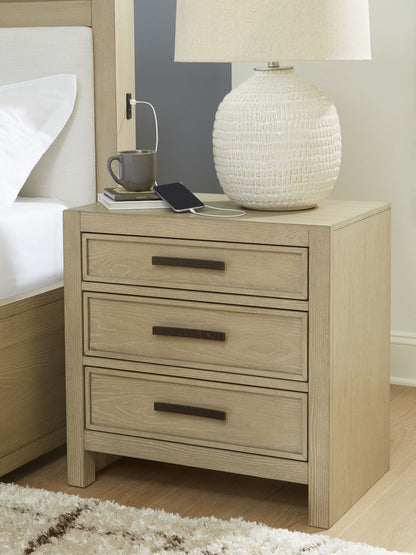 Calmoro - Three Drawer Night Stand - Gray - Hornell Furniture Outlet
