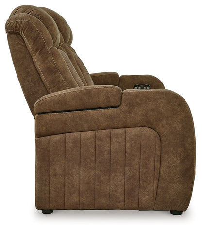 Wolfridge - Brindle - 2 Pc. - Power Reclining Sofa, Power Reclining Loveseat With Console - Hornell Furniture Outlet